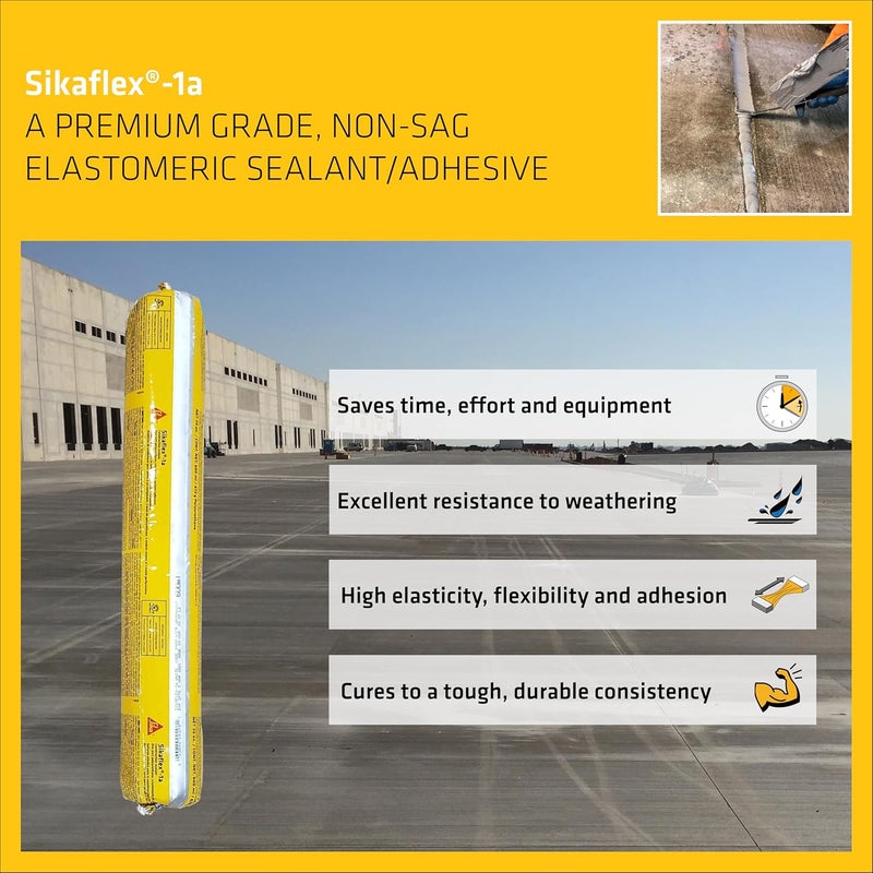 SIKA سيكافليكس 1أ 20 أونصة سجق، رمادي الألمنيوم، 1 وحدة، مكون واحد، مرن، غير متدلي، مادة مانعة للتسرب من البولي يوريثان للخرسانة والملاط للجوانب الرأسية والأفقية - Image 3
