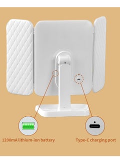 ELTRAZONE 3-Fold Lighted Makeup Mirror with 5X/3X/1X Magnification 52 LED Vanity Mirror with Adjustable Brightness, Touch Screen Control, and 180° Adjustable Rotation – Portable, Foldable Countertop Cosmetic Mirror for Flawless Makeup Application  - Image 4