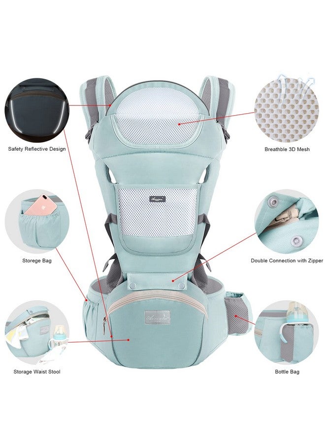 Ocanoiy Ocanoiy Baby Carrier Newborn to Toddler Baby Wrap Carrier with Hip Seat Baby Kangaroo Carrier Toddler Infant Baby Holder Carrier for Men/Women Dad Mom (Green)  - Image 1