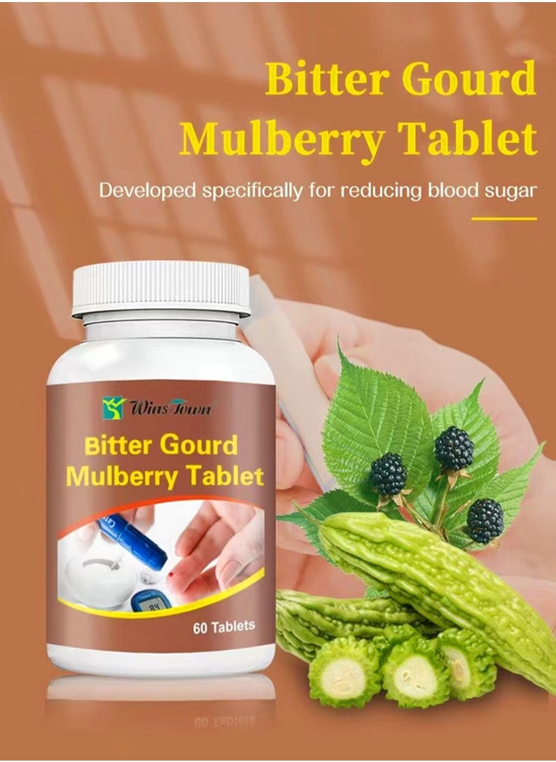Wins Town Bitter Gourd Mulberry Tablet Sugar Balance Pills Bitter Melon and Mulberry Leaf Dietary Supplement for The Middle Aged and Elderly People to Support Cardiovascular Health 60 Tablets  - Image 2