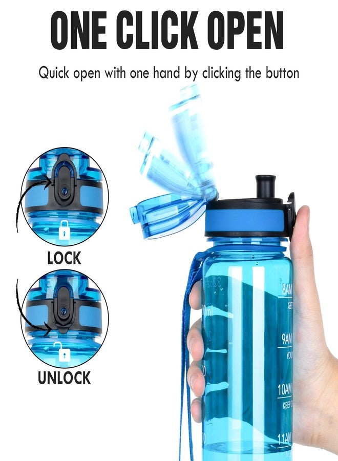 OLDLEY Water Bottle, 32oz Motivational Sports Water Bottle with Time Marker - Times to Drink - Tritan, BPA Free, Wide Mouth Leakproof, Glacial Blue (1 Bottle) - Image 4