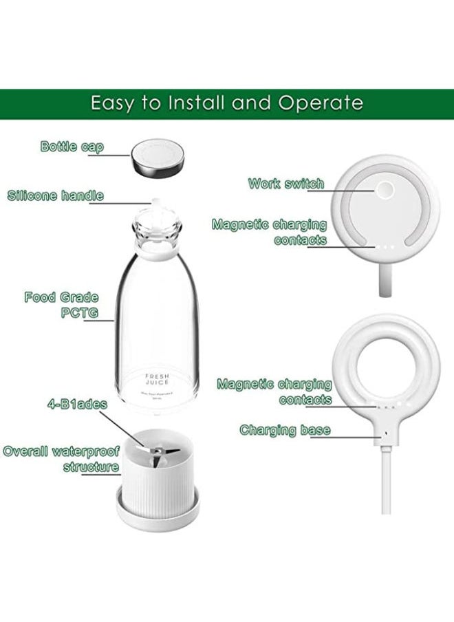 SHOPI - Portable Blender, USB Rechargeable Mini Juicer Blender, Personal Size Blender for Juices, Shakes and Smoothies, Best Choice for Summer (White) - Image 1