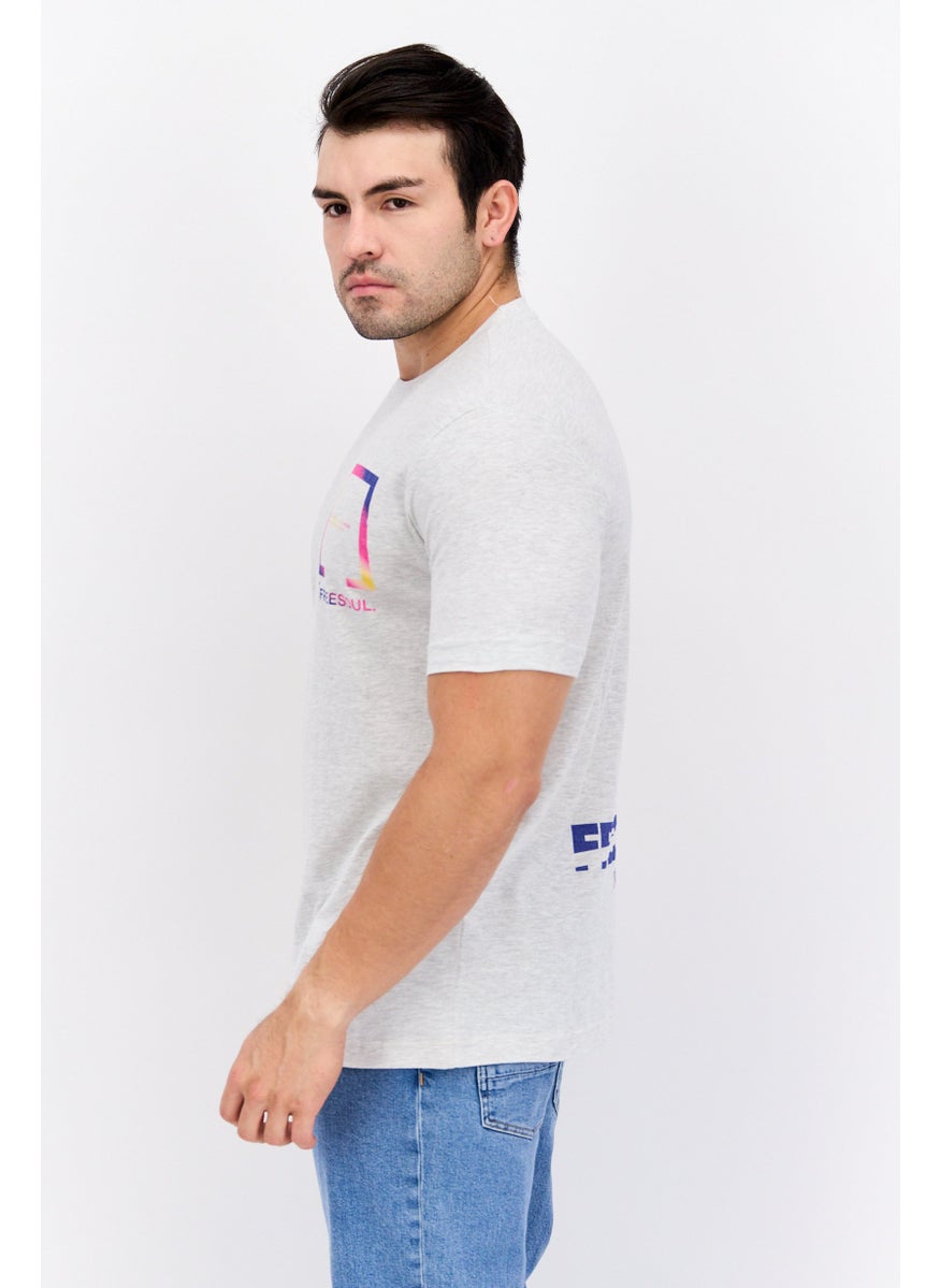 Free Soul Men Round Neck Short Sleeve Graphic Print T-Shirts, Heather Grey  - Image 2
