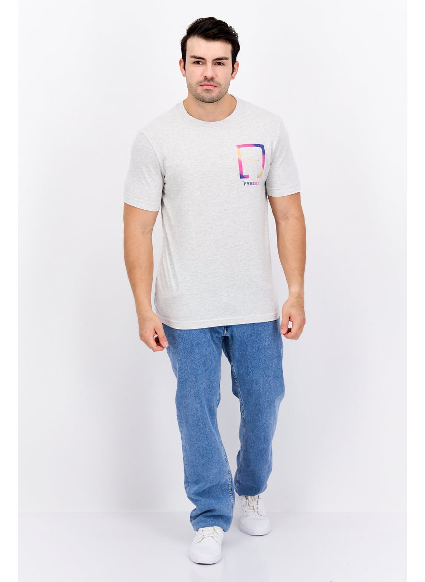 Free Soul Men Round Neck Short Sleeve Graphic Print T-Shirts, Heather Grey  - Image 4