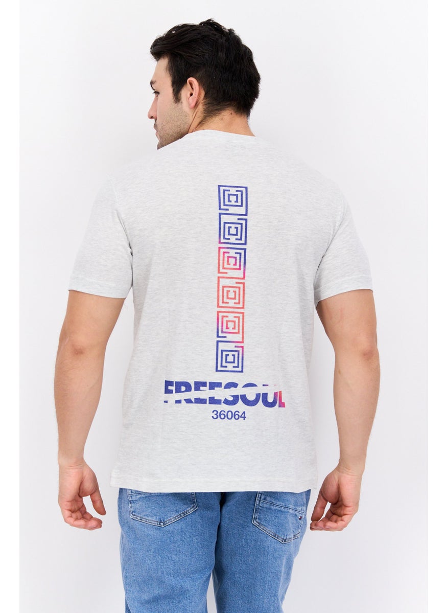 Free Soul Men Round Neck Short Sleeve Graphic Print T-Shirts, Heather Grey  - Image 3