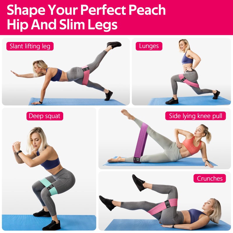 WALITO Resistance Bands for Working Out, Fabric Exercise Bands for Legs and Butt, Workout Bands for Women and Men, Booty Band for Yoga Starter Set, Pilates, Rehab, Fitness and Home Workout - Image 5