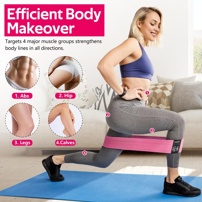 WALITO Resistance Bands for Working Out, Fabric Exercise Bands for Legs and Butt, Workout Bands for Women and Men, Booty Band for Yoga Starter Set, Pilates, Rehab, Fitness and Home Workout - Image 3