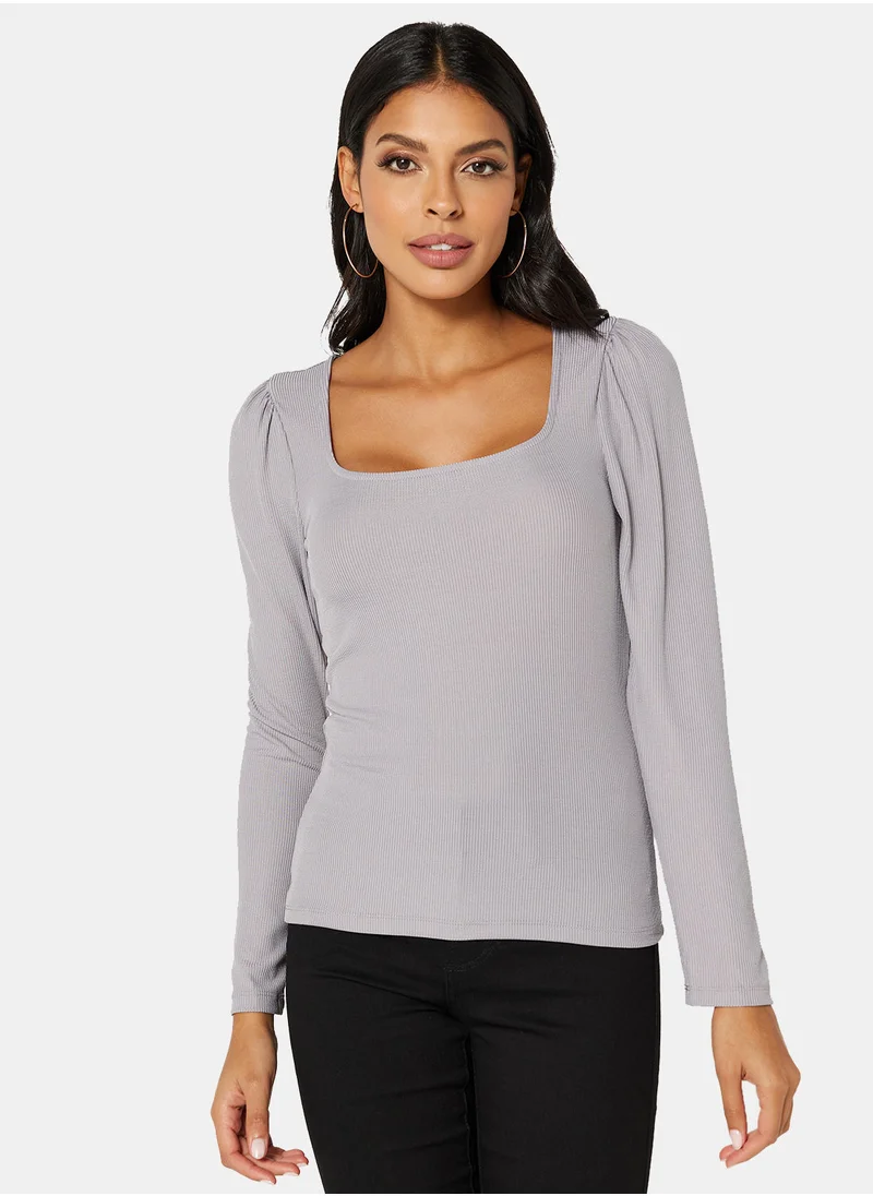 I.Scenery Solid Ribbed Top