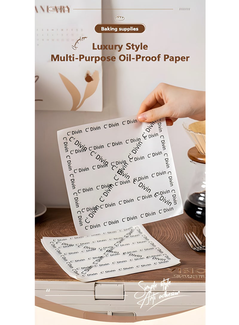 Warme 100Pcs 22×22CM Wax Paper Sheets for Food Basket Liners Food Picnic Paper Sheets Greaseproof Deli Wrapping Sheet BBQ paper White background with printed French text  for Ramadan Parties - Image 4