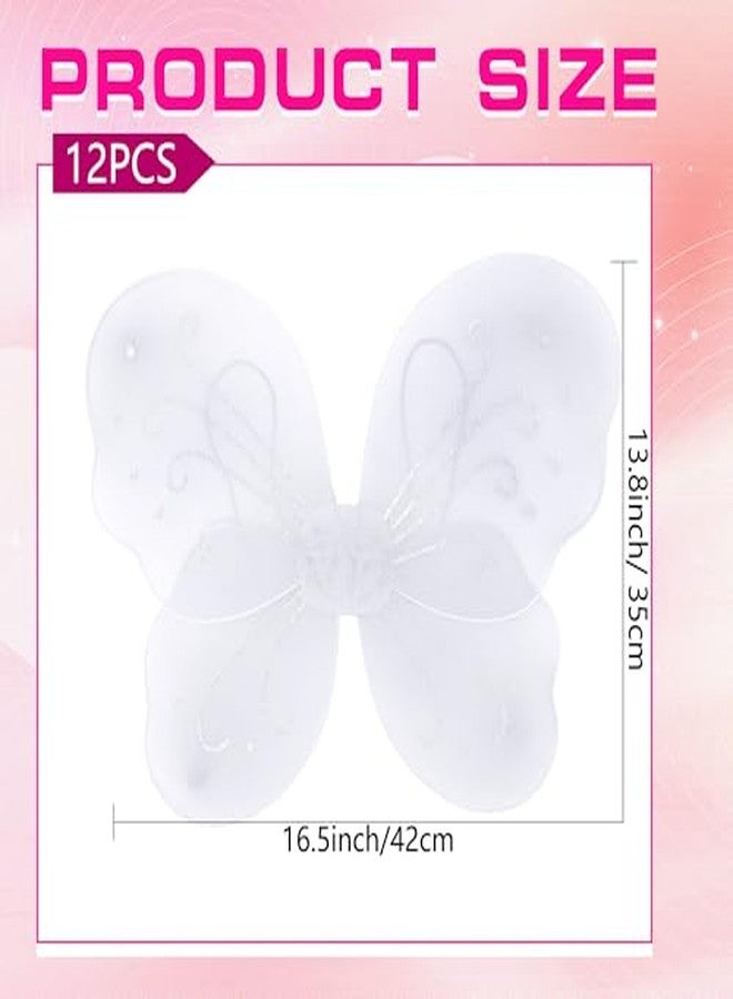 Flahard 12 Pack Girls Fairy Wings Bulk Butterfly Wings Butterfly Angel Costume Wing for Kids Cosplay (Color Set 3) - Image 3