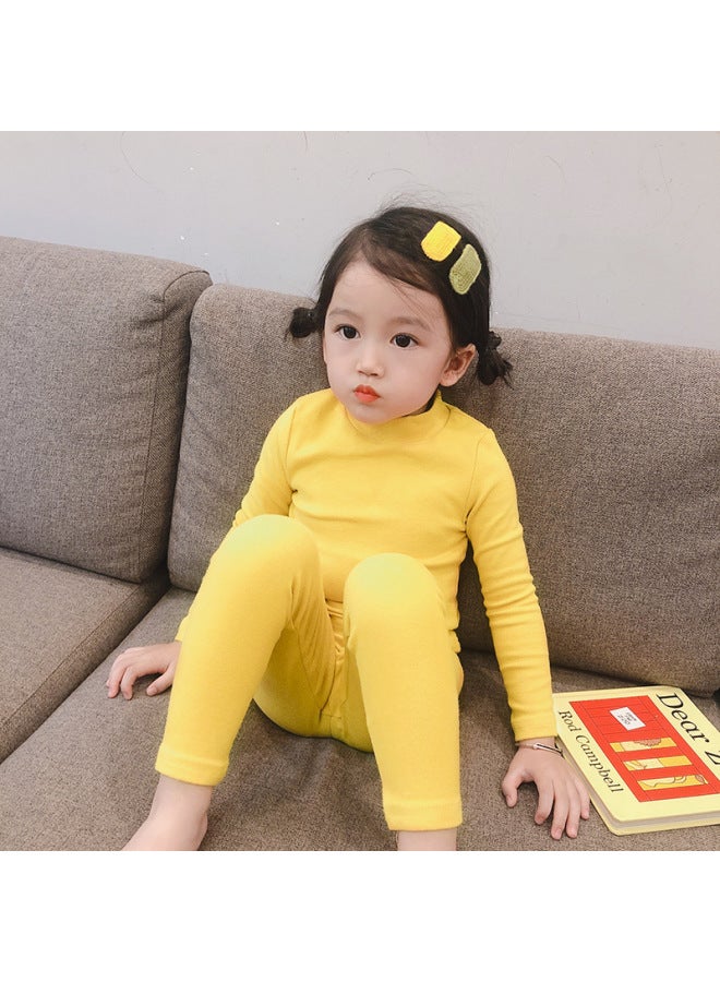 Class A Boys' Mid-collar Pajamas Suit Autumn And Winter Children's Long Sleeve Thick Solid Color Children Girls' Brushed Home
