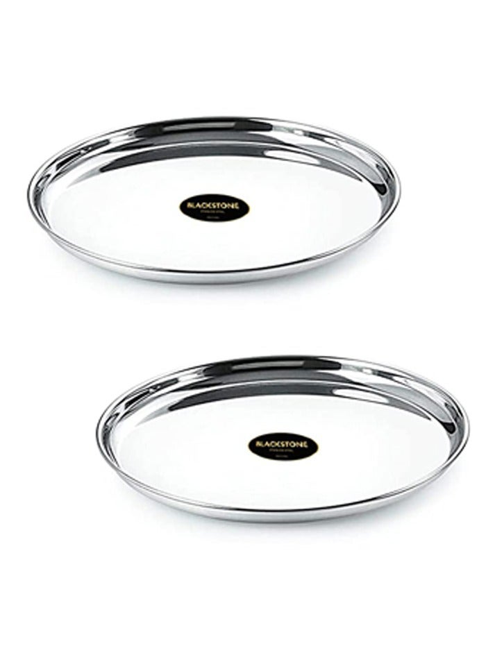 BLACKSTONE Stainless Steel Buffet Plates Rice Plates Set of 2 Pcs 23cm  - Image 1