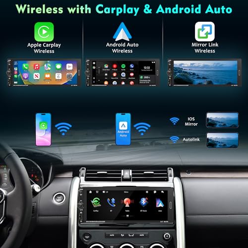 Emeito 69 Inch Single Din Car Stereo Touchscreen Car Radio Wireless Apple Carplay Android AutoMirror LinkFMEQCar Audio Receivcer with USBTypeCAux InputMicSWCBackup Camera Black - Image 3