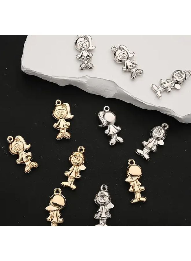 20 قطعة من تمائم CCB ريترو بوي الذهبية ثلاثية الأبعاد، قلادات كرتونية لصنع المجوهرات والحرف اليدوية - Image 2