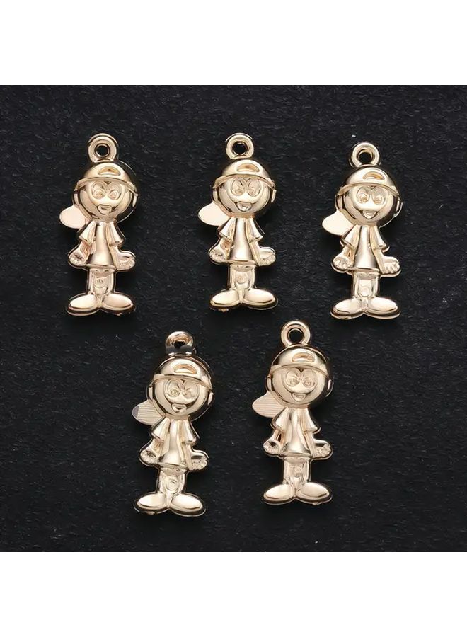 20 قطعة من تمائم CCB ريترو بوي الذهبية ثلاثية الأبعاد، قلادات كرتونية لصنع المجوهرات والحرف اليدوية - Image 1