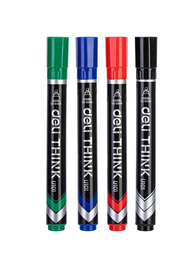 DELI PERMANENT MARKER THINK CHISEL TIP: 1.5-5MM 4PCS/BLISTER EU10101 - Image 2