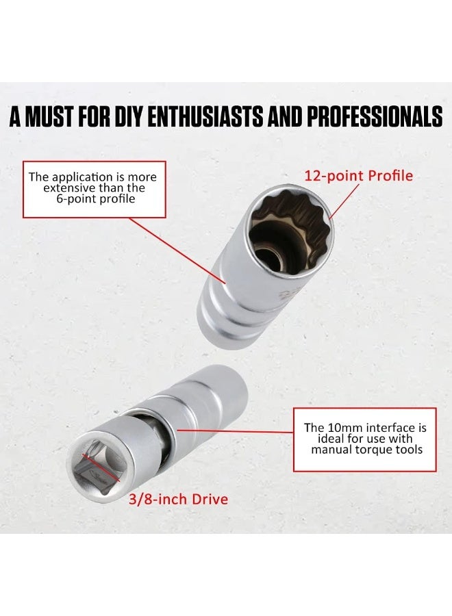 CMTOOL CMTOOL 14mm Spark Plug Socket Set - 3/8 Inch Drive, 12 Point Thin Wall Swivel, Magnetic Removal Tool Compatible With BMW and More  - Image 5