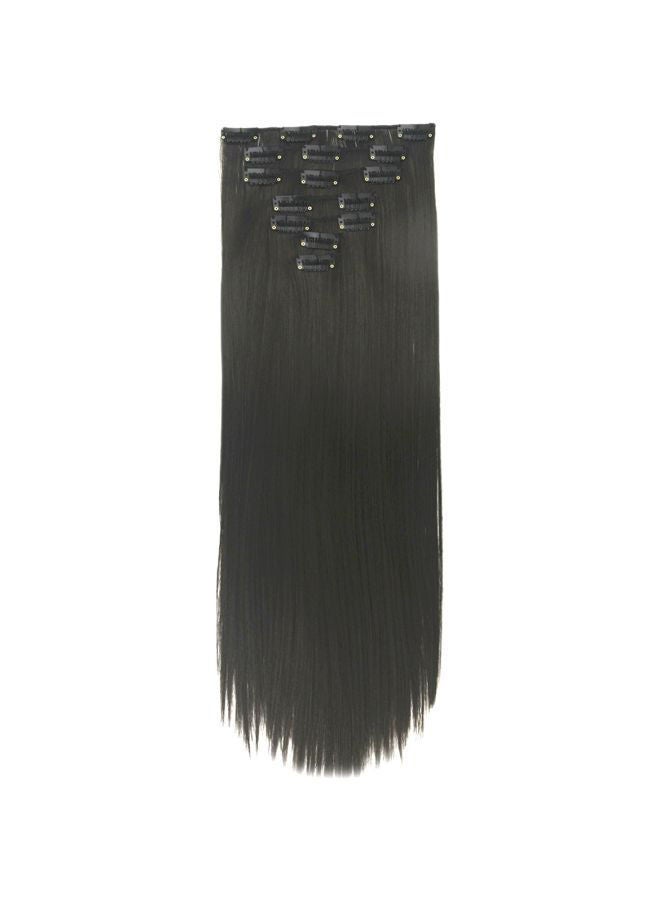 NIBEMINENT 7-Piece Straight And Long Hair Extension Set Black 24inch