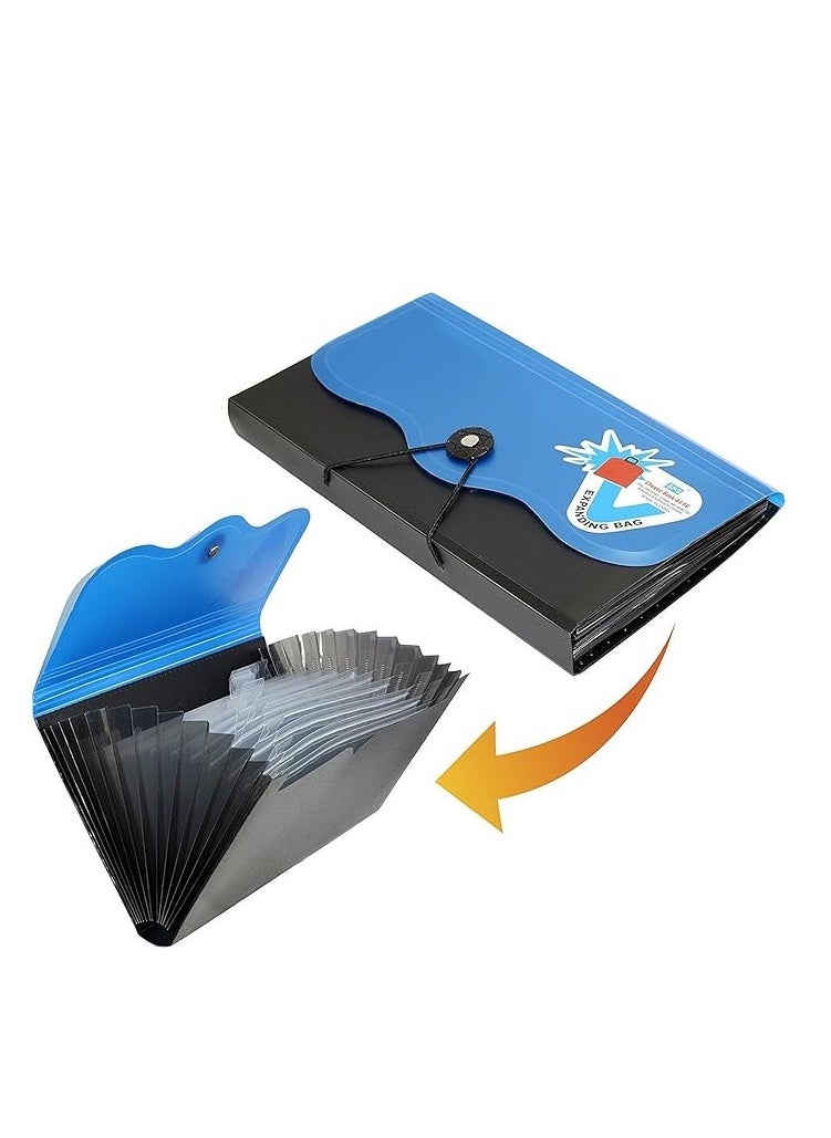 Generic - A5 Expanding File Folder 13 Pockets Wallet Folder Receipts Envelope Small Accordion Folder Documents Pockets Tickets Receipts Organiser Button Folder Plastic Filing Bag with Dividers Assorted Color - Image 1