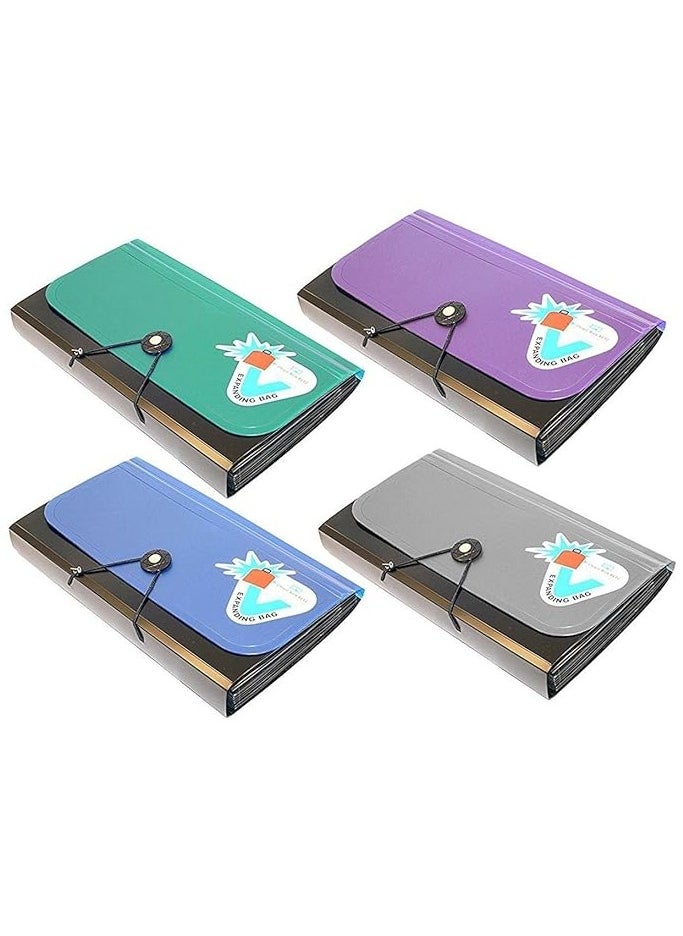 Generic - A5 Expanding File Folder 13 Pockets Wallet Folder Receipts Envelope Small Accordion Folder Documents Pockets Tickets Receipts Organiser Button Folder Plastic Filing Bag with Dividers Assorted Color - Image 1