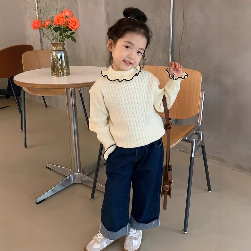 Girls Sweater 2025 Soft And Waxy Children'S High Collar Western Style Thickened Top Baby Girl Winter Clothes Black Bottoming Shirt - Image 3