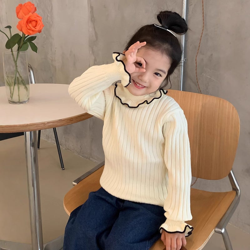 Girls Sweater 2025 Soft And Waxy Children'S High Collar Western Style Thickened Top Baby Girl Winter Clothes Black Bottoming Shirt - Image 5