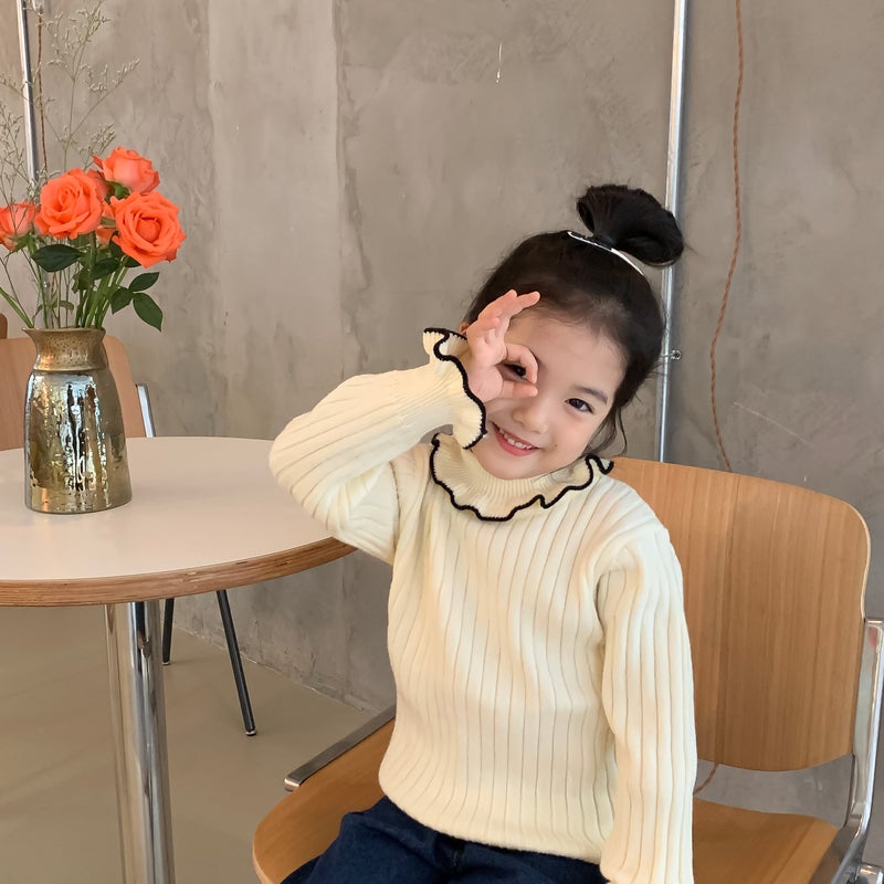 Girls Sweater 2025 Soft And Waxy Children'S High Collar Western Style Thickened Top Baby Girl Winter Clothes Black Bottoming Shirt - Image 1