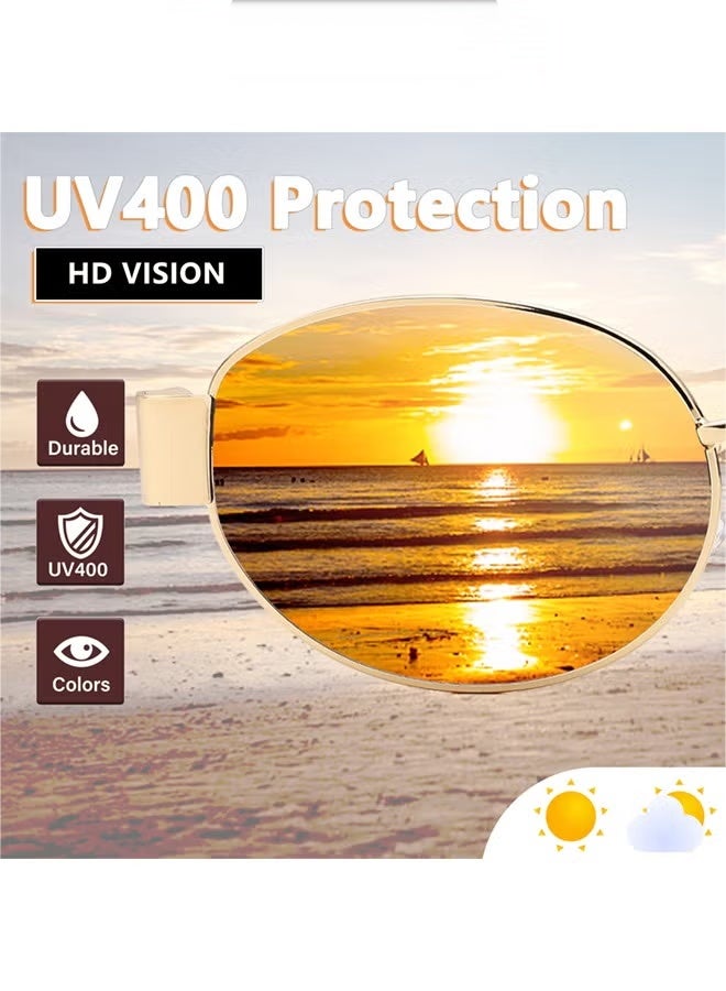 Oval Sunglasses Women Men Retro Round Vintage Men's Metal Frame Sunglass Polarized Sun Glassess UV400 Protection Eye Glasses, Black - Image 3