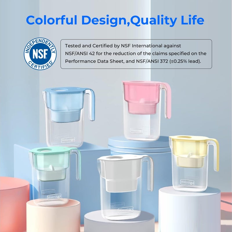 Waterdrop Water Filter Pitcher with 1 Filter, 5X Times Lifetime, Lasts 200 Gallons, for Fridge, Countertop and Gift, Reduces PFOA/PFOS, Chlorine, 7-Cup Capacity, Elfin, White - Image 4