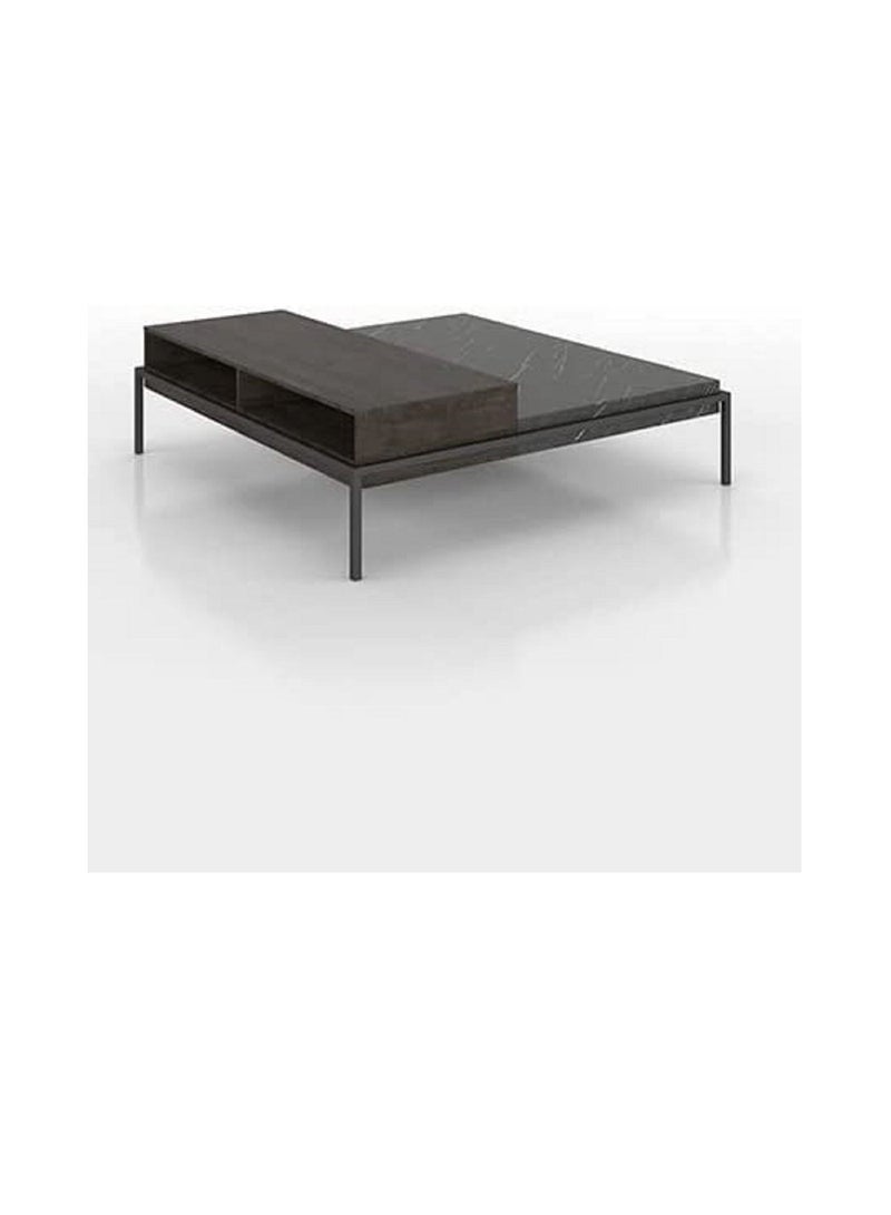 Solid Square Shape Wooden Mosky Coffee Table Center Table for Living Room Tea Table Melamine Material with Steel Legs