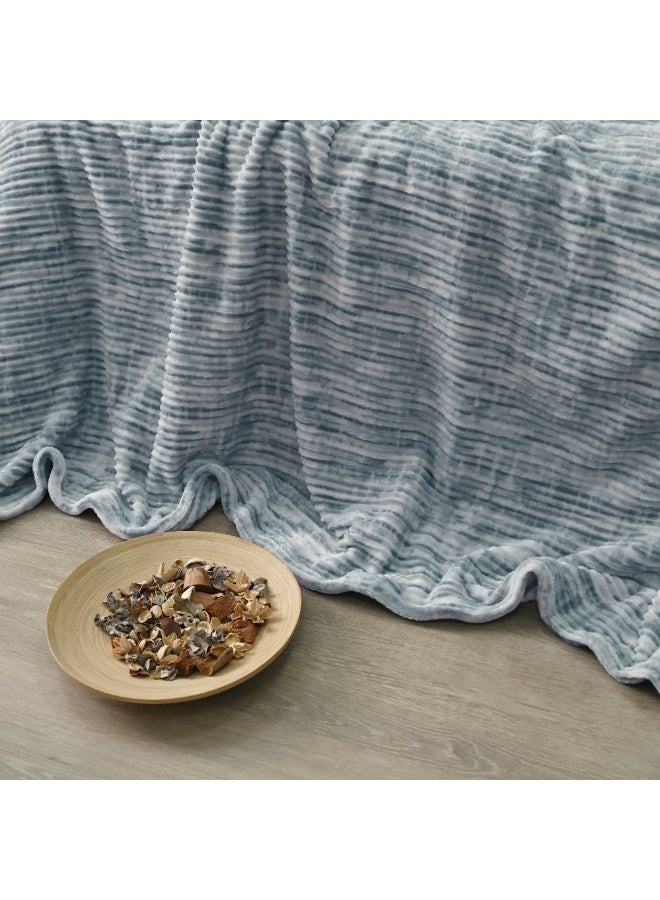 Morano Fluffy Blanket Printed Model 220X240Cm Ultra Soft Polyester Lightweight Cozy Warm Throw Textured Stripe Design Sofa Bed Cover Comfortable Fleece Winter Blanket, for Home and Bedding - Image 3