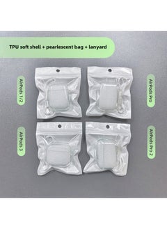 Suitable For Airpods Transparent Pro2 Earphone Case 3 Generation Apple Bluetooth Earphone Case Earphone Case Pro Protective Cover-Color:TPU Soft Shell Pearlescent Bag Lanyard-Applicable Model:airpod