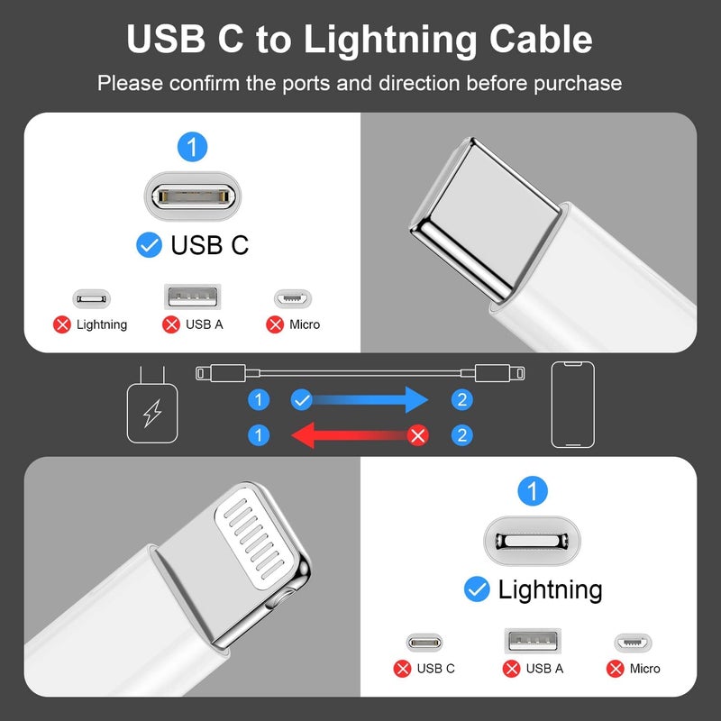 Citelect for iphone14 USBC to Lightning Cable 3 Foot[Apple MFi Certified] iPhone Charger,2 Pack Lightning Cord,Fast Apple Charging Cords,for iPhone 14/13 /12 Pro/Max/11Pro/XS/Max/XR/X/8Plus - Image 2