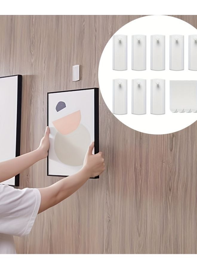 8pcs White Serrated Photo Frame Hangers Tool Free Wall Hooks 4lb Capacity - Image 2