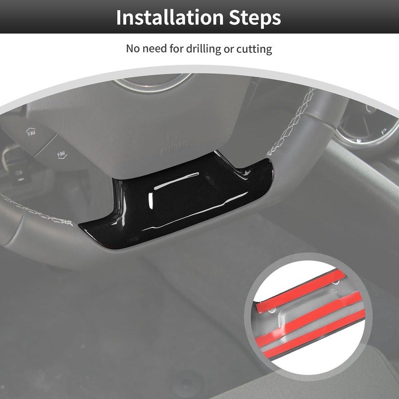 CheroCar Multi-price design picks for Chevrolet Camaro Steering Button Frame Interior Trim,Control Button Frame Decoration Cover for Chevry Camaro 2017-2026 Tape-On Car Custom Accent Interior Accessories(Black) High precision lightweight material - Image 4