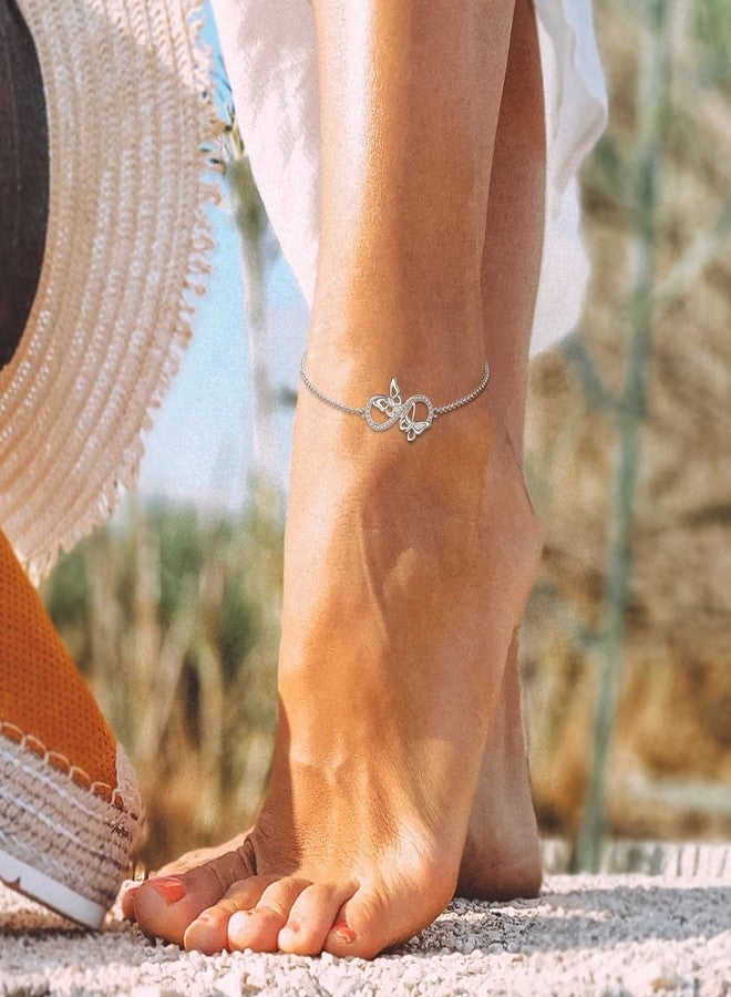 Sariel Butterfly Ankle Bracelet for Women - 925 Sterling Silver Anklet Adjustable Foot Chain Gifts for Her Summer Beach (Infinity butterfly) - Image 5