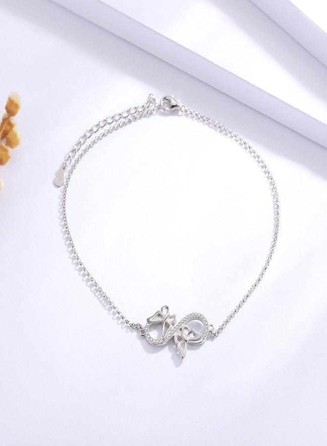 Sariel Butterfly Ankle Bracelet for Women - 925 Sterling Silver Anklet Adjustable Foot Chain Gifts for Her Summer Beach (Infinity butterfly) - Image 2
