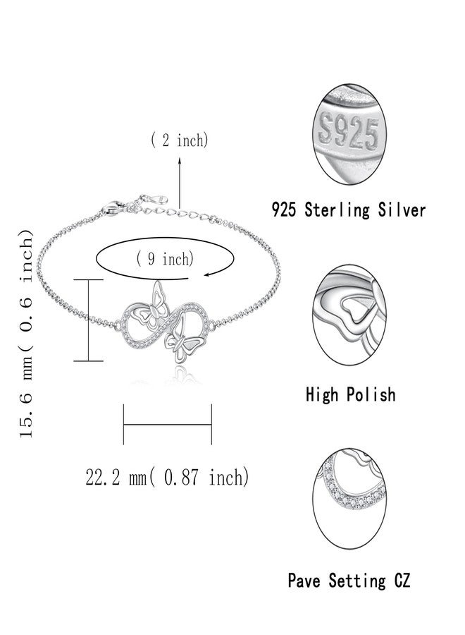 Sariel Butterfly Ankle Bracelet for Women - 925 Sterling Silver Anklet Adjustable Foot Chain Gifts for Her Summer Beach (Infinity butterfly) - Image 4