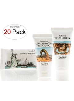 Travel Well Landscape Series Hotel Toiletries Amenities Travel Size Massage Cleaning Soaps 10oz28gShampoo  Conditioner 2 in 1Body Lotion each 20 Individually Wrapped
