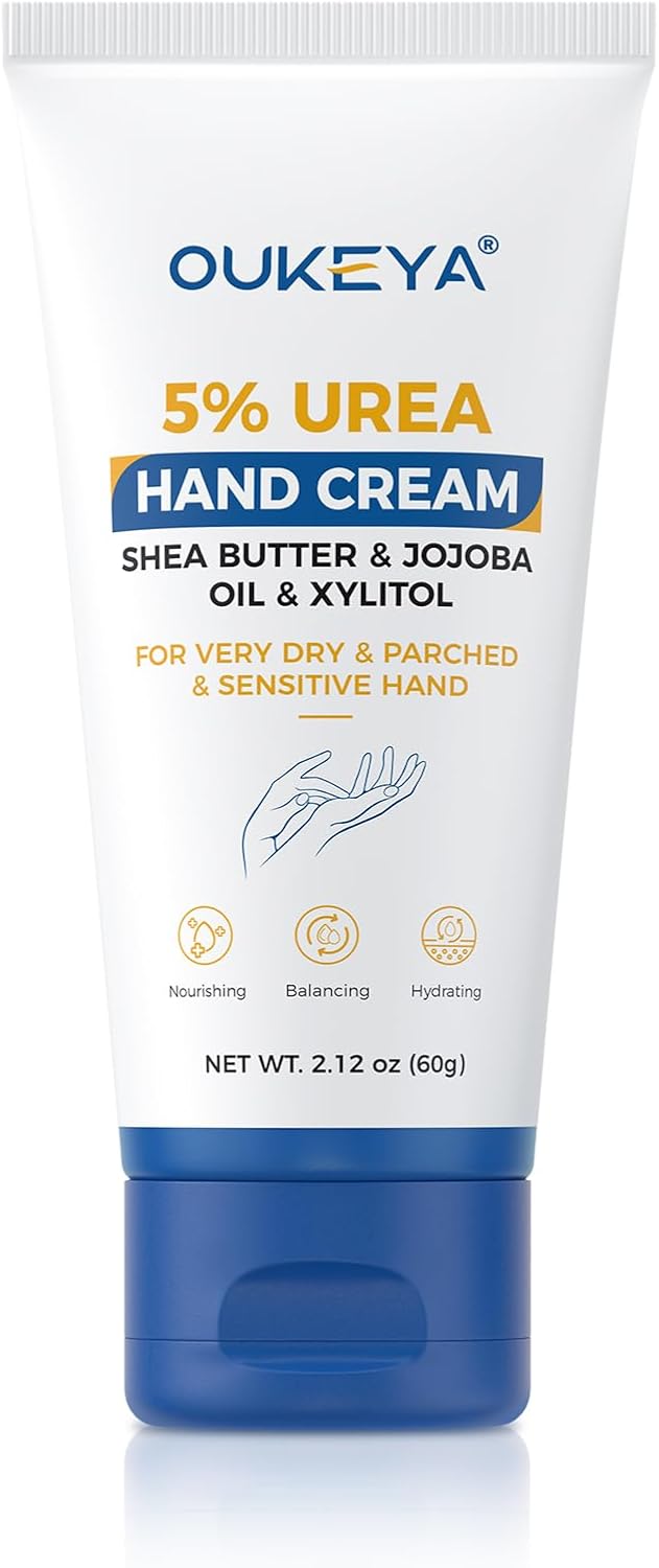 OUKEYA 5 Urea Hand Cream FastAbsorbing Hand Cream with Jojoba Seed Oil Avocado Butter for Dry Cracked Hands 24H Moisturising Lotion Best Gift for Men Women 60g