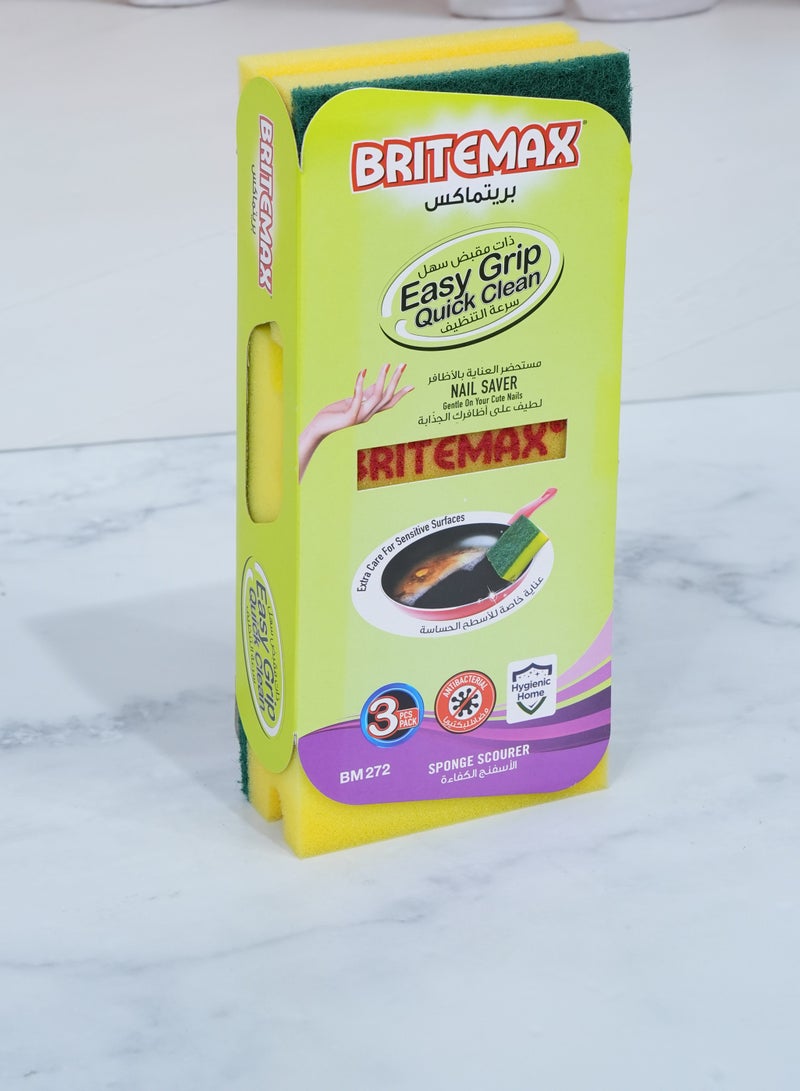 Homeway BRITEMAX PRINTING GRIP SPONGE SCRUBBERS 3PCS - Image 1