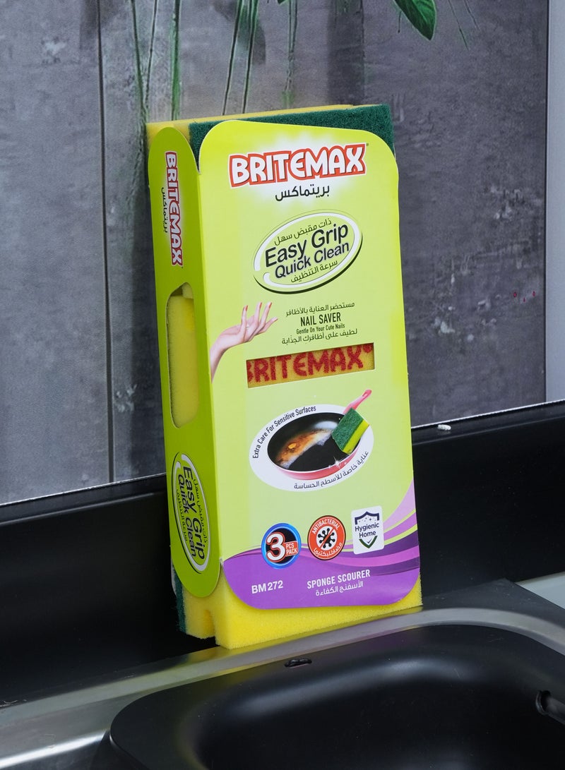 Homeway BRITEMAX PRINTING GRIP SPONGE SCRUBBERS 3PCS - Image 2