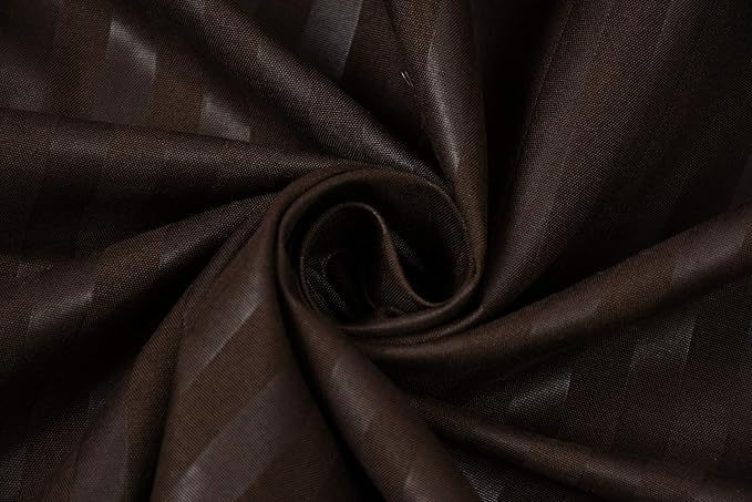 DECOR2ADMIRE DECOR2ADMIRE 300 TC Glace Cotton All Round Elastic Fitted Plain Stripe Single Bedsheet with 1 Pillow Cover for Home Pg Room Hotels Hostels Fits up to 6 inches Mattress 60 x 90 Brown  - Image 3