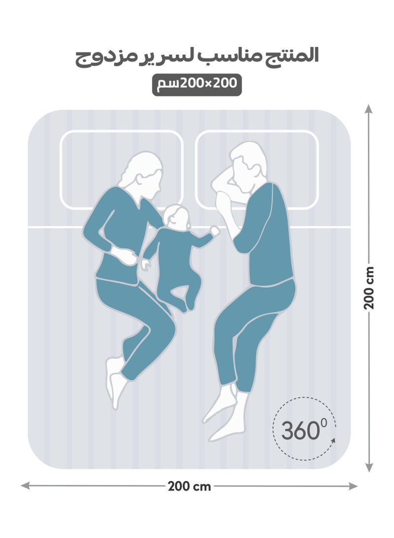 دوناتيلا طقم شرشف سرير مقلم 3 قطع مقاس مزدوج 200×200+ 35 سم, مايكروفايبر مقاوم للحساسية شرشف باطراف مطاط و2 غطاء وسادة - Image 3