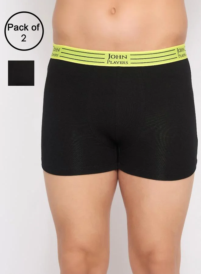 John Players Pack of 2 - Men Cotton Trunks with Striped Waistband