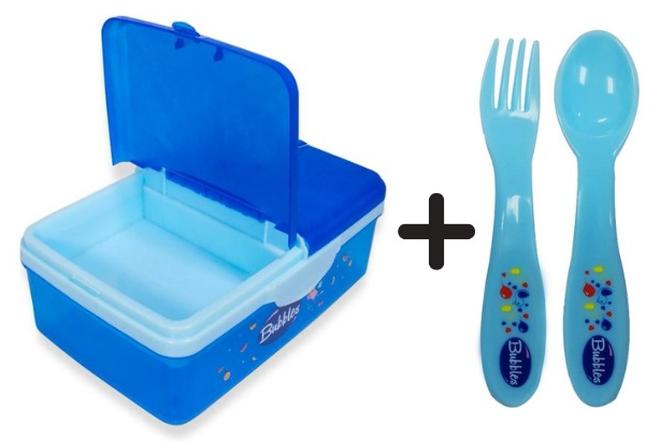 بابلز سمارت لانش بوكس + معلقة وشوكة بنفس التصميم والألوان - Image 1