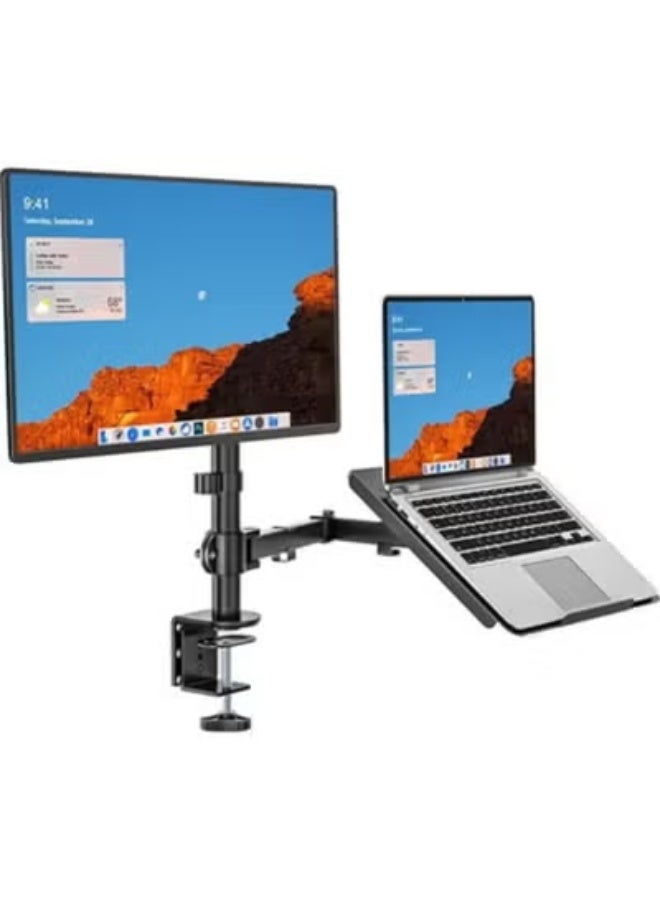 Laptop and Monitor Stand – Fully Adjustable Dual Mount for Screen up to 27" & Laptop up to 17" – Ergonomic, Space-Saving, Ideal for Daily Use - Image 1