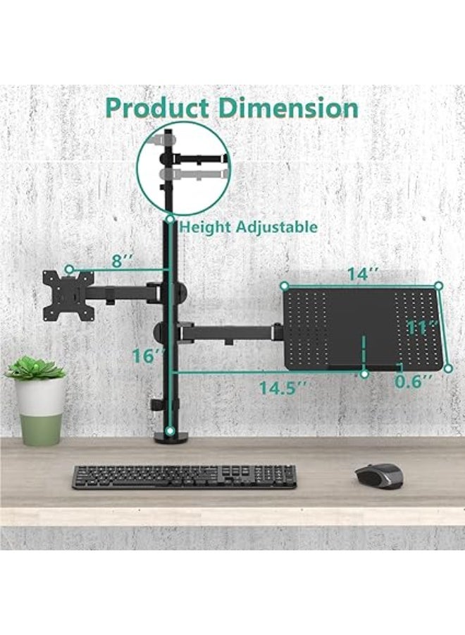 Laptop and Monitor Stand – Fully Adjustable Dual Mount for Screen up to 27" & Laptop up to 17" – Ergonomic, Space-Saving, Ideal for Daily Use - Image 4
