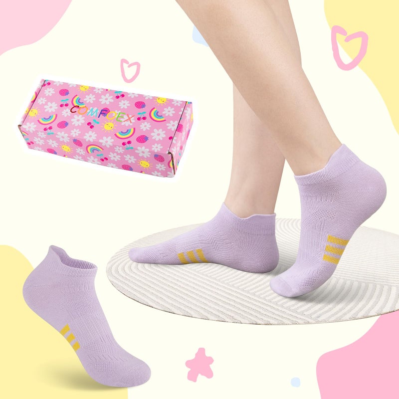 Comfoex 12 Pairs Girls Socks 4-6 6-8 8-10 Years Old Athletic Ankle Cotton Short Socks For Little Big Kids - Image 2