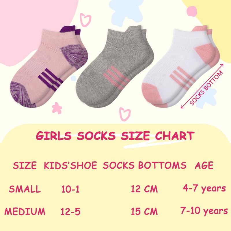 Comfoex 12 Pairs Girls Socks 4-6 6-8 8-10 Years Old Athletic Ankle Cotton Short Socks For Little Big Kids - Image 4